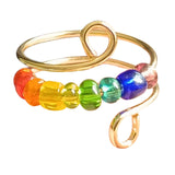 Maxbell Rotatable Ring with Rainbow Bead Jewelry Simple for Girlfriend Wedding Party Gold