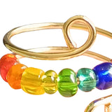 Maxbell Rotatable Ring with Rainbow Bead Jewelry Simple for Girlfriend Wedding Party Gold