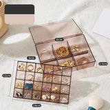 Maxbell Jewelry Storage Box Large 2 Layer Transparent Case for Rings Women Brown