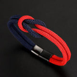 Maxbell Rope Bracelet Gifts Concentric Knot Braided for Couples Teens 20cm Red Navy