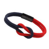 Maxbell Rope Bracelet Gifts Concentric Knot Braided for Couples Teens 20cm Red Navy