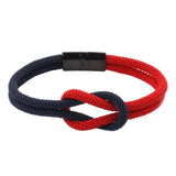 Maxbell Rope Bracelet Gifts Concentric Knot Braided for Couples Teens 20cm Red Navy