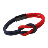 Maxbell Rope Bracelet Gifts Concentric Knot Braided for Couples Teens 20cm Red Navy