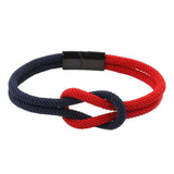 Maxbell Rope Bracelet Gifts Concentric Knot Braided for Couples Teens 20cm Red Navy