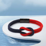 Maxbell Rope Bracelet Gifts Concentric Knot Braided for Couples Teens 20cm Red Navy