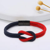 Maxbell Rope Bracelet Gifts Concentric Knot Braided for Couples Teens 20cm Red Navy