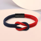 Maxbell Rope Bracelet Gifts Concentric Knot Braided for Couples Teens 20cm Red Navy