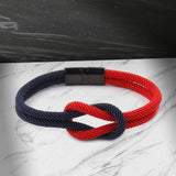 Maxbell Rope Bracelet Gifts Concentric Knot Braided for Couples Teens 20cm Red Navy