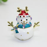 Maxbell Enameled Jewelry Trinket Box Unique Alloy Snowman Ornaments Statue for Ring