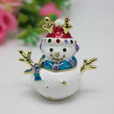 Maxbell Enameled Jewelry Trinket Box Unique Alloy Snowman Ornaments Statue for Ring