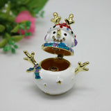 Maxbell Enameled Jewelry Trinket Box Unique Alloy Snowman Ornaments Statue for Ring