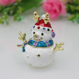 Maxbell Enameled Jewelry Trinket Box Unique Alloy Snowman Ornaments Statue for Ring