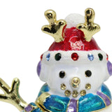 Maxbell Enameled Jewelry Trinket Box Unique Alloy Snowman Ornaments Statue for Ring