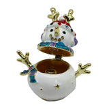 Maxbell Enameled Jewelry Trinket Box Unique Alloy Snowman Ornaments Statue for Ring