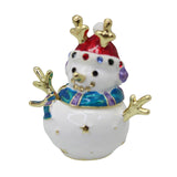 Maxbell Enameled Jewelry Trinket Box Unique Alloy Snowman Ornaments Statue for Ring