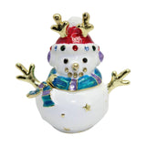 Maxbell Enameled Jewelry Trinket Box Unique Alloy Snowman Ornaments Statue for Ring