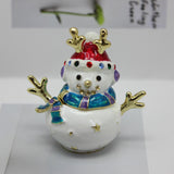 Maxbell Enameled Jewelry Trinket Box Unique Alloy Snowman Ornaments Statue for Ring