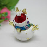 Maxbell Enameled Jewelry Trinket Box Unique Alloy Snowman Ornaments Statue for Ring