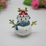 Maxbell Enameled Jewelry Trinket Box Unique Alloy Snowman Ornaments Statue for Ring