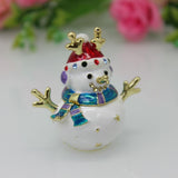 Maxbell Enameled Jewelry Trinket Box Unique Alloy Snowman Ornaments Statue for Ring