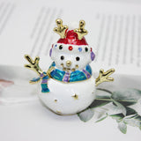 Maxbell Enameled Jewelry Trinket Box Unique Alloy Snowman Ornaments Statue for Ring