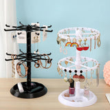 Maxbell 2 Layer Earring Organizer Plastic Durable for Vanity Table Earrings Necklace Small Round