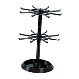 Maxbell 2 Layer Earring Organizer Plastic Durable for Vanity Table Earrings Necklace Small Round