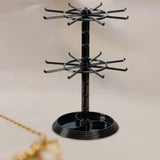 Maxbell 2 Layer Earring Organizer Plastic Durable for Vanity Table Earrings Necklace Small Round