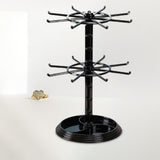 Maxbell 2 Layer Earring Organizer Plastic Durable for Vanity Table Earrings Necklace Small Round