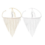 Maxbell Sparkly Rhinestone Women Face Covers Chain Long Tassel Veils for Nightclub Aureate