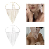 Maxbell Sparkly Rhinestone Women Face Covers Chain Long Tassel Veils for Nightclub Aureate