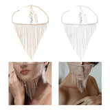 Maxbell Sparkly Rhinestone Women Face Covers Chain Long Tassel Veils for Nightclub Aureate