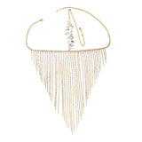 Maxbell Sparkly Rhinestone Women Face Covers Chain Long Tassel Veils for Nightclub Aureate