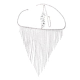 Maxbell Sparkly Rhinestone Women Face Covers Chain Long Tassel Veils for Nightclub Argent