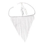 Maxbell Sparkly Rhinestone Women Face Covers Chain Long Tassel Veils for Nightclub Argent