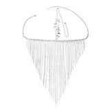 Maxbell Sparkly Rhinestone Women Face Covers Chain Long Tassel Veils for Nightclub Argent