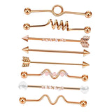 Maxbell 8Pcs Industrial Barbell Stud Earring Earring Unisex