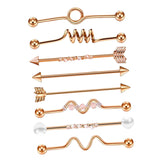 Maxbell 8Pcs Industrial Barbell Stud Earring Earring Unisex