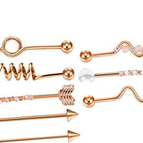 Maxbell 8Pcs Industrial Barbell Stud Earring Earring Unisex