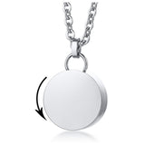 Maxbell Cremation Urn Necklace Stainless Steel Round Locket for Women Men Silver