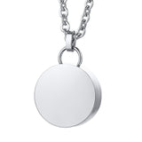 Maxbell Cremation Urn Necklace Stainless Steel Round Locket for Women Men Silver