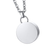 Maxbell Cremation Urn Necklace Stainless Steel Round Locket for Women Men Silver