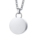 Maxbell Cremation Urn Necklace Stainless Steel Round Locket for Women Men Silver