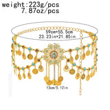 Maxbell Retro Style Belly Waist Chain Waist Belt Tassel Hollow Costume Accessory Golden