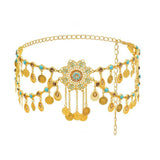 Maxbell Retro Style Belly Waist Chain Waist Belt Tassel Hollow Costume Accessory Golden