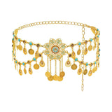 Maxbell Retro Style Belly Waist Chain Waist Belt Tassel Hollow Costume Accessory Golden