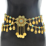 Maxbell Retro Style Belly Waist Chain Waist Belt Tassel Hollow Costume Accessory Golden