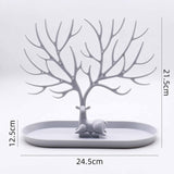 Maxbell Deer Sculpture Jewelry Tree Stand Hanger Organizer Birthday Gift Light Grey