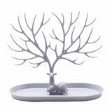 Maxbell Deer Sculpture Jewelry Tree Stand Hanger Organizer Birthday Gift Light Grey