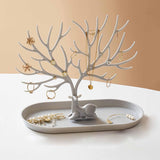 Maxbell Deer Sculpture Jewelry Tree Stand Hanger Organizer Birthday Gift Light Grey